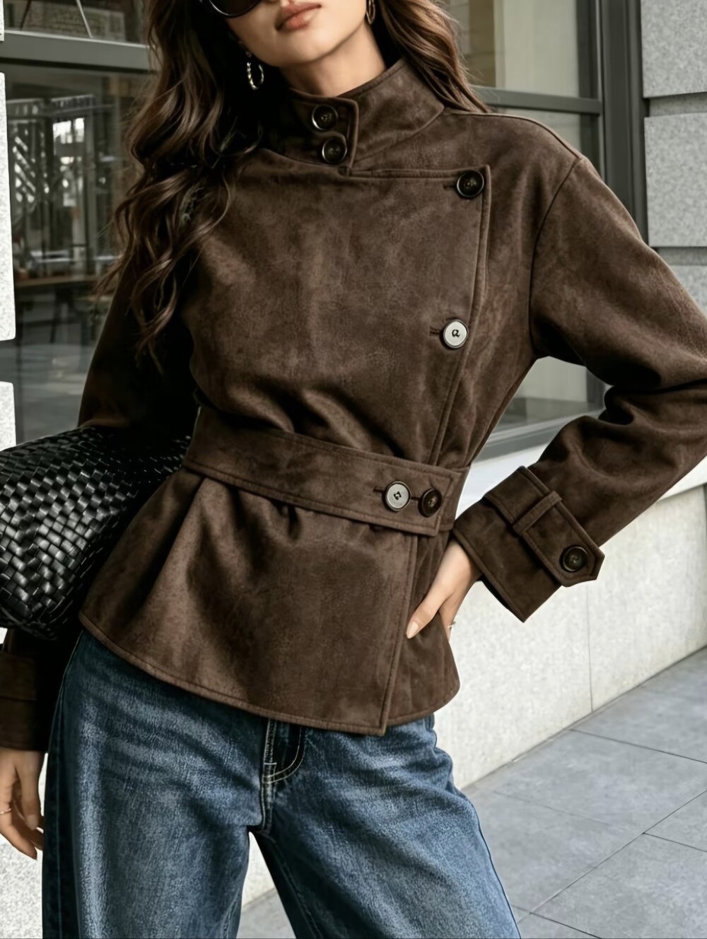 Women'S Soft Faux Suede Vintage Jacket, Suitable for Street Sport Jacket Outfits